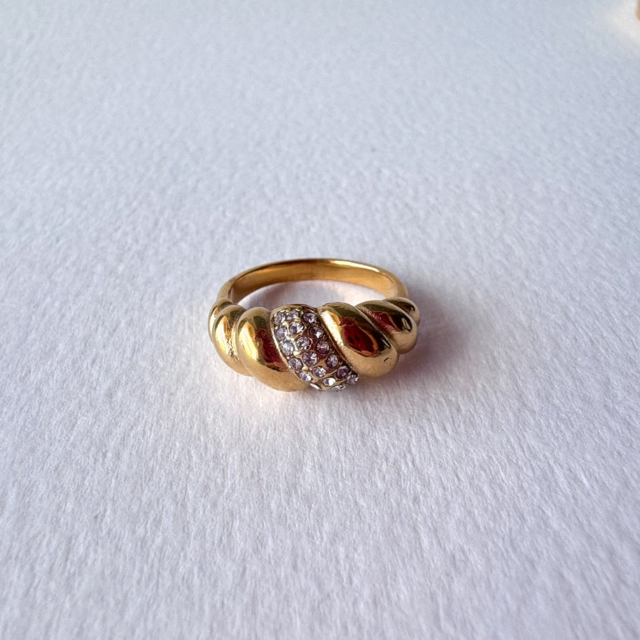 Chunky Gold Twist Steel Ring