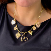 7 Multi Hearts Charms Style Necklace