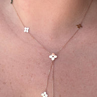 Flowers Chain 18K Solid Italian Gold Necklace