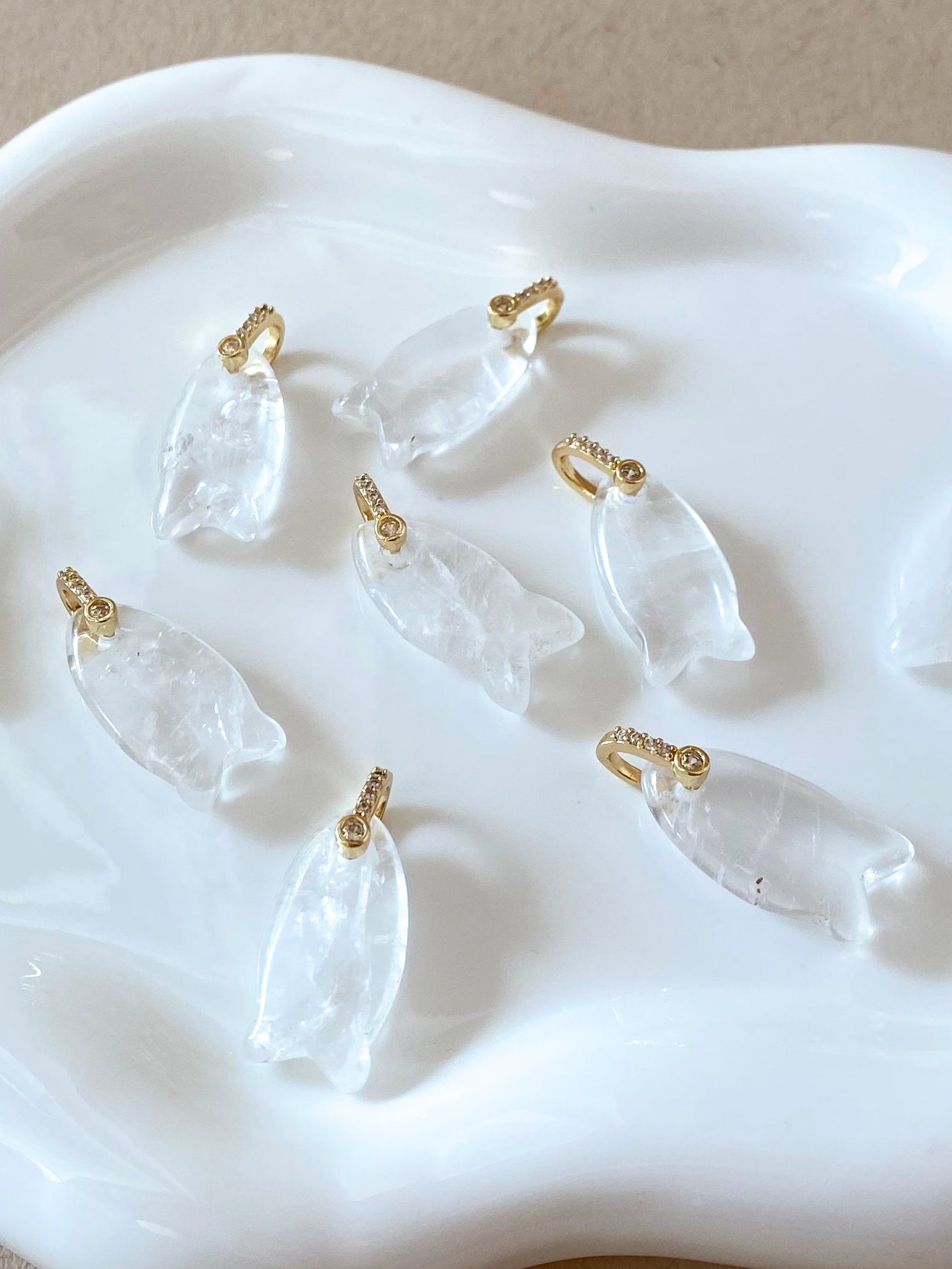 Clear Quartz Fish Charms