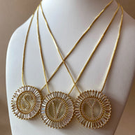 Crystal Circular Initial Necklaces