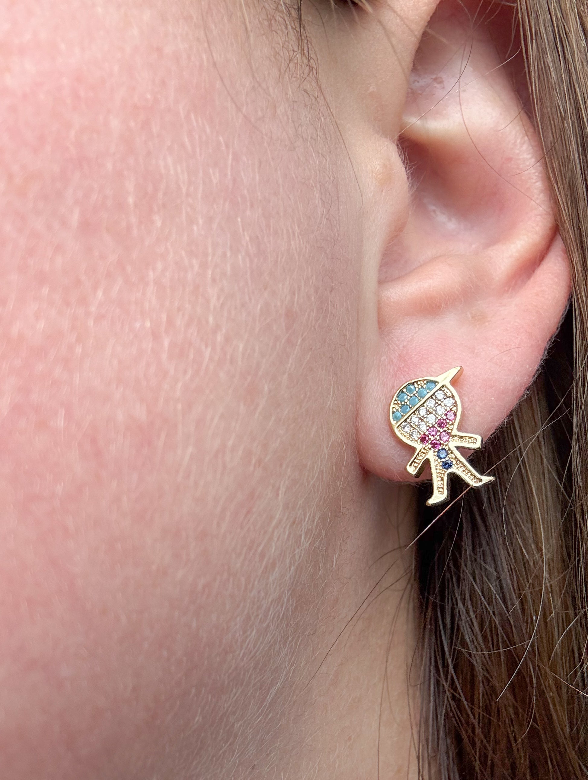 Colorful Kid Style Gold Earring