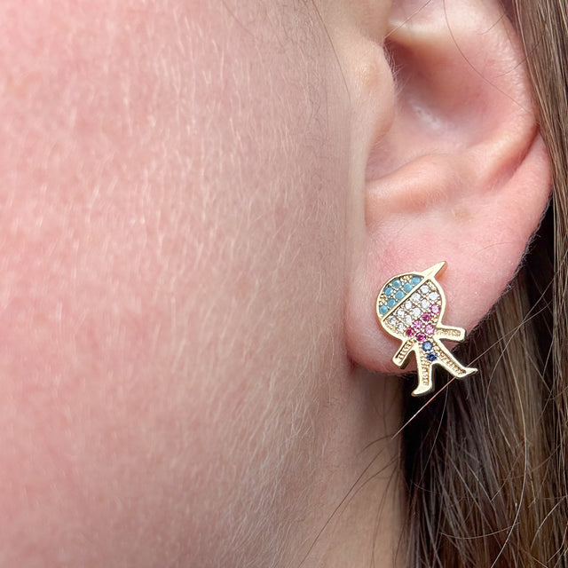 Colorful Kid Style Gold Earring