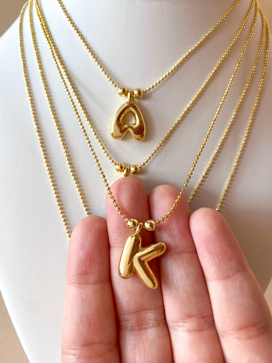 Adjustable Initials Bubble Charms Necklace