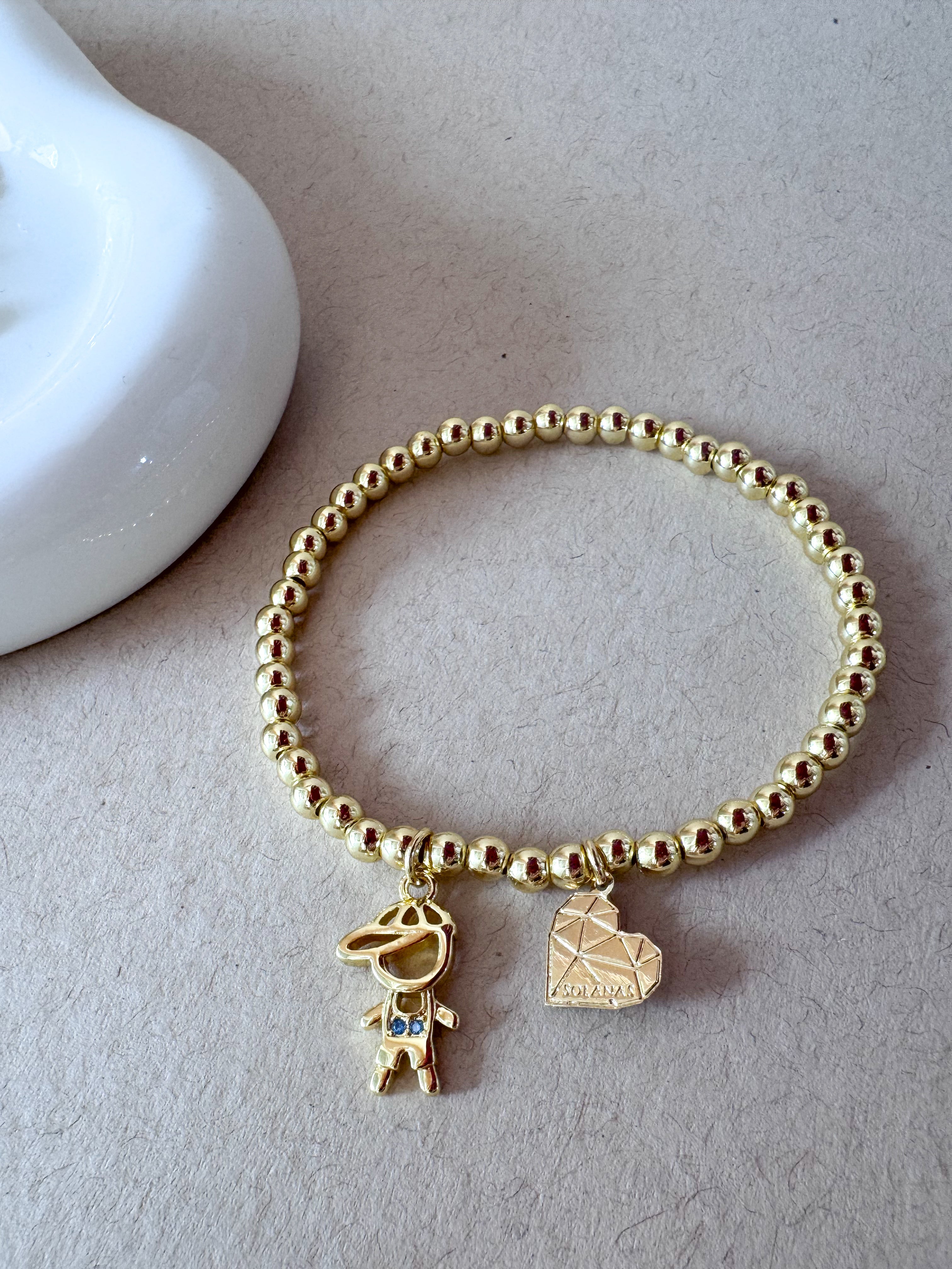 Elastic Golden Kids & Heart Bracelet