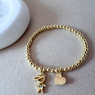 Elastic Golden Kids & Heart Bracelet