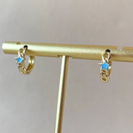 Little Stars in Blue or Yellow Golden Hoops