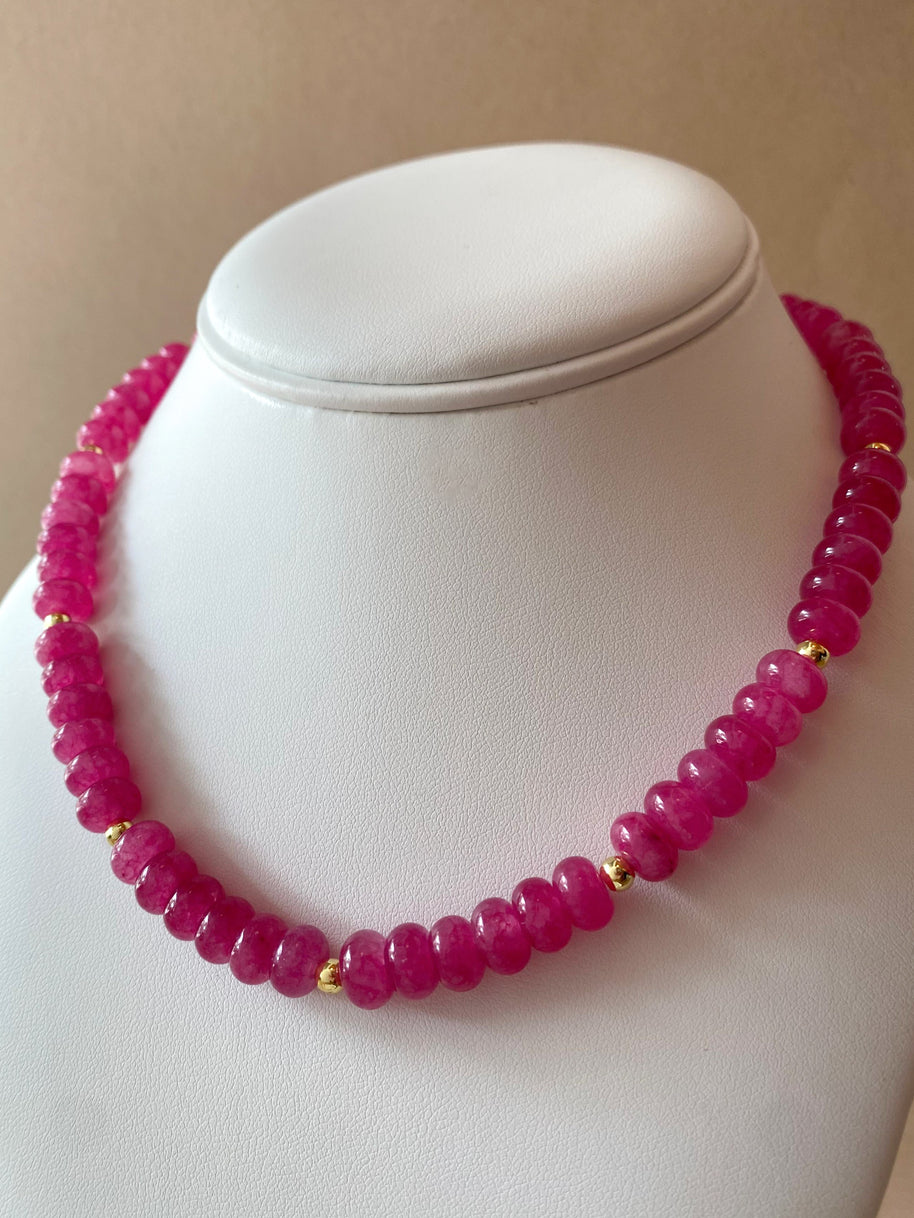 Fucsia Morganita Beads Necklace