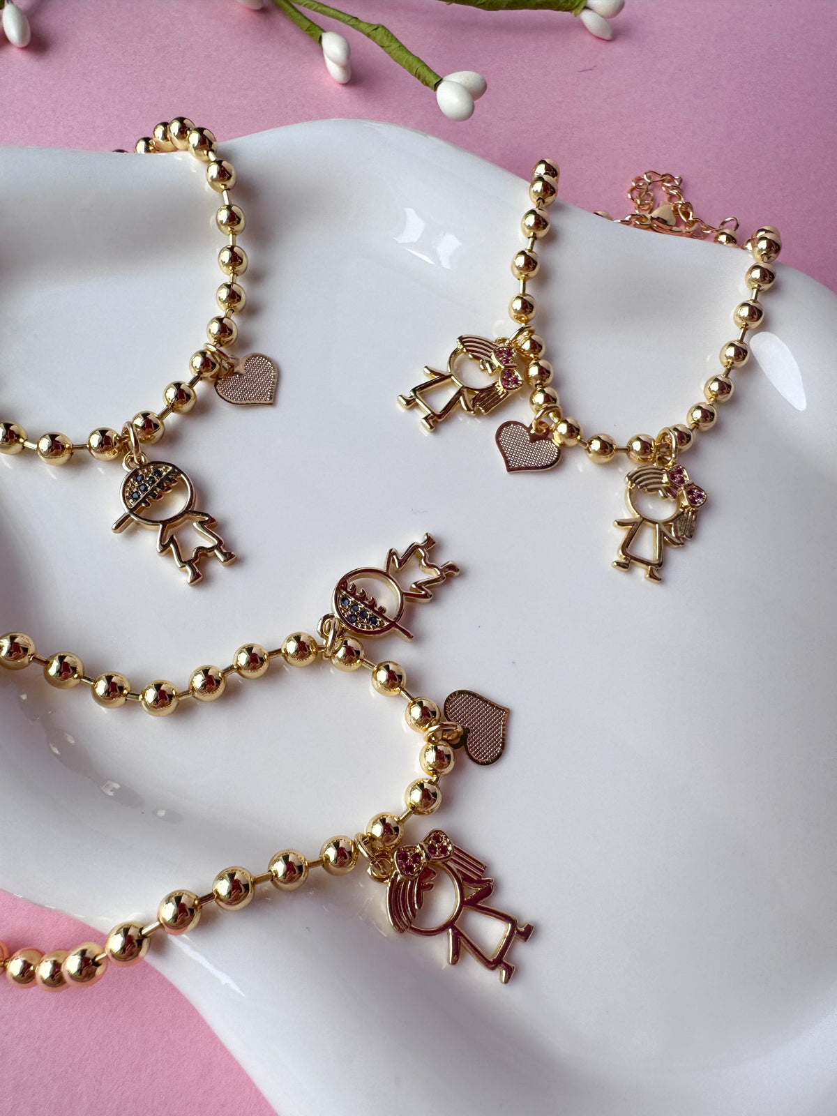 Golden Kids & Heart Bracelet