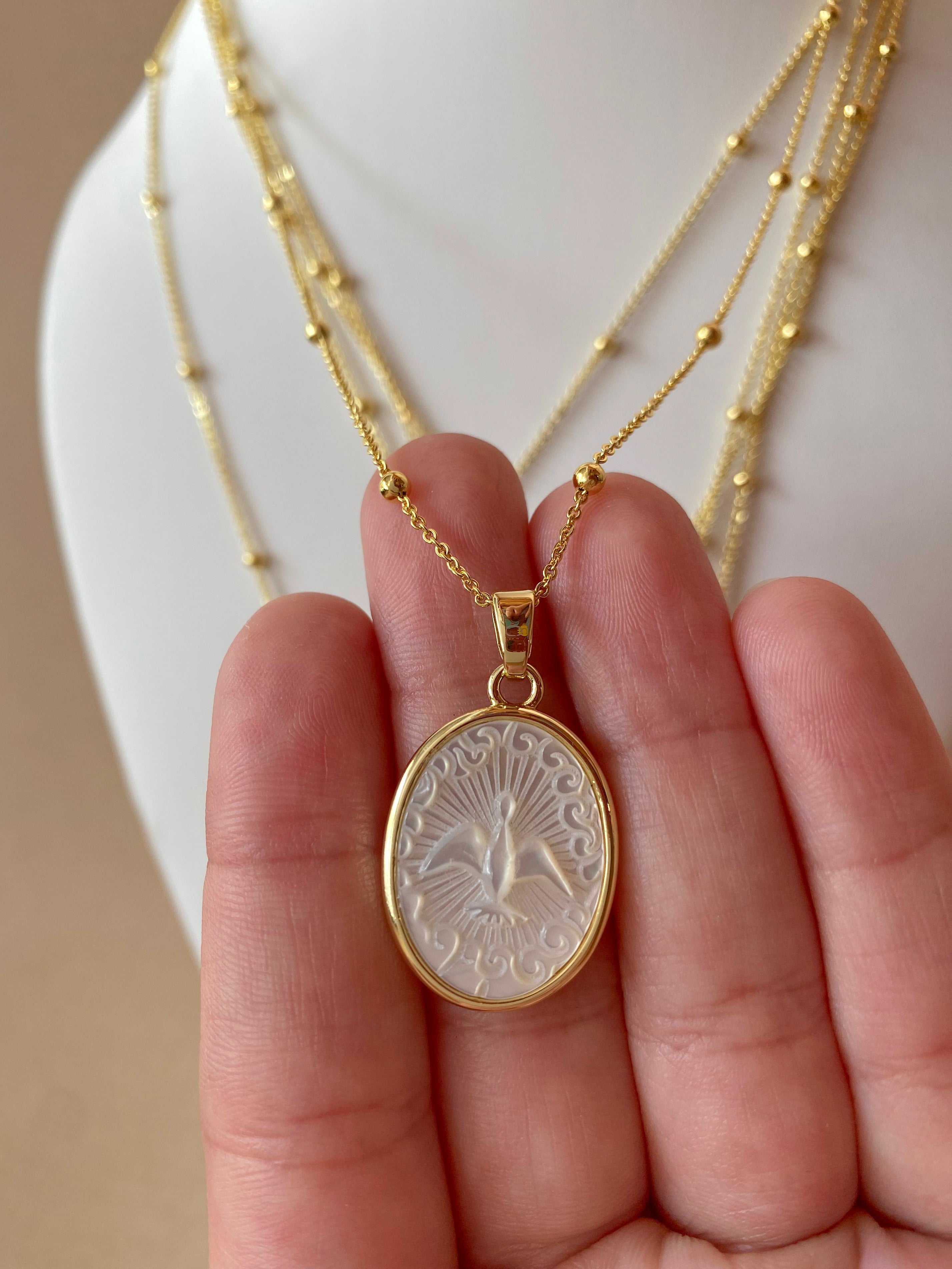 Mother of Pearl Oval Saint Medals