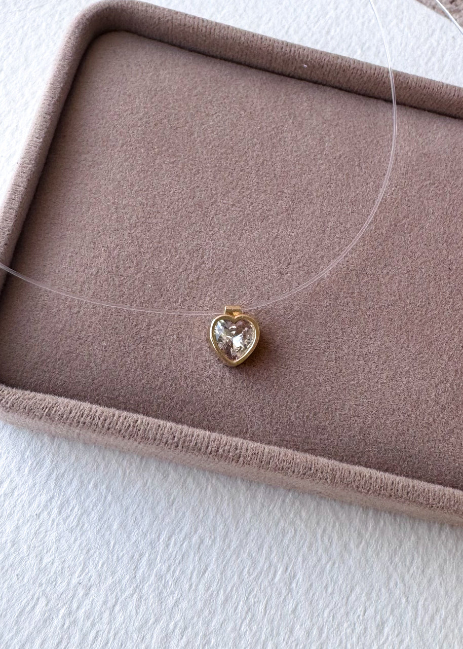 Heart Style Ghost Chain 14k Solid Gold Necklace