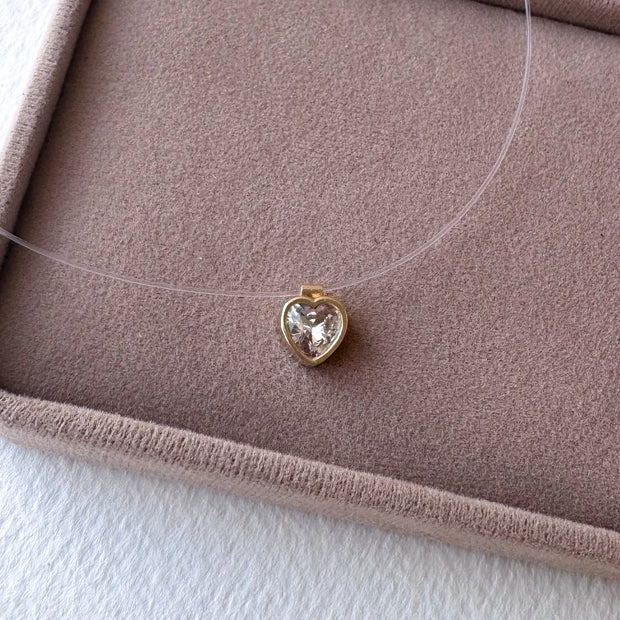 Heart Style Ghost Chain 14k Solid Gold Necklace