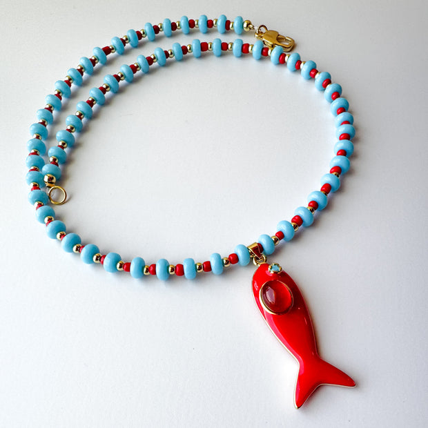 Cadena Pez Rojo y Azul