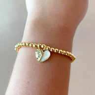 2 Styles of Butterfly Charms and Heart Charm in Golden Elastic Bracelet