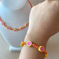 Orange Crystals Necklace and Bracelet Set
