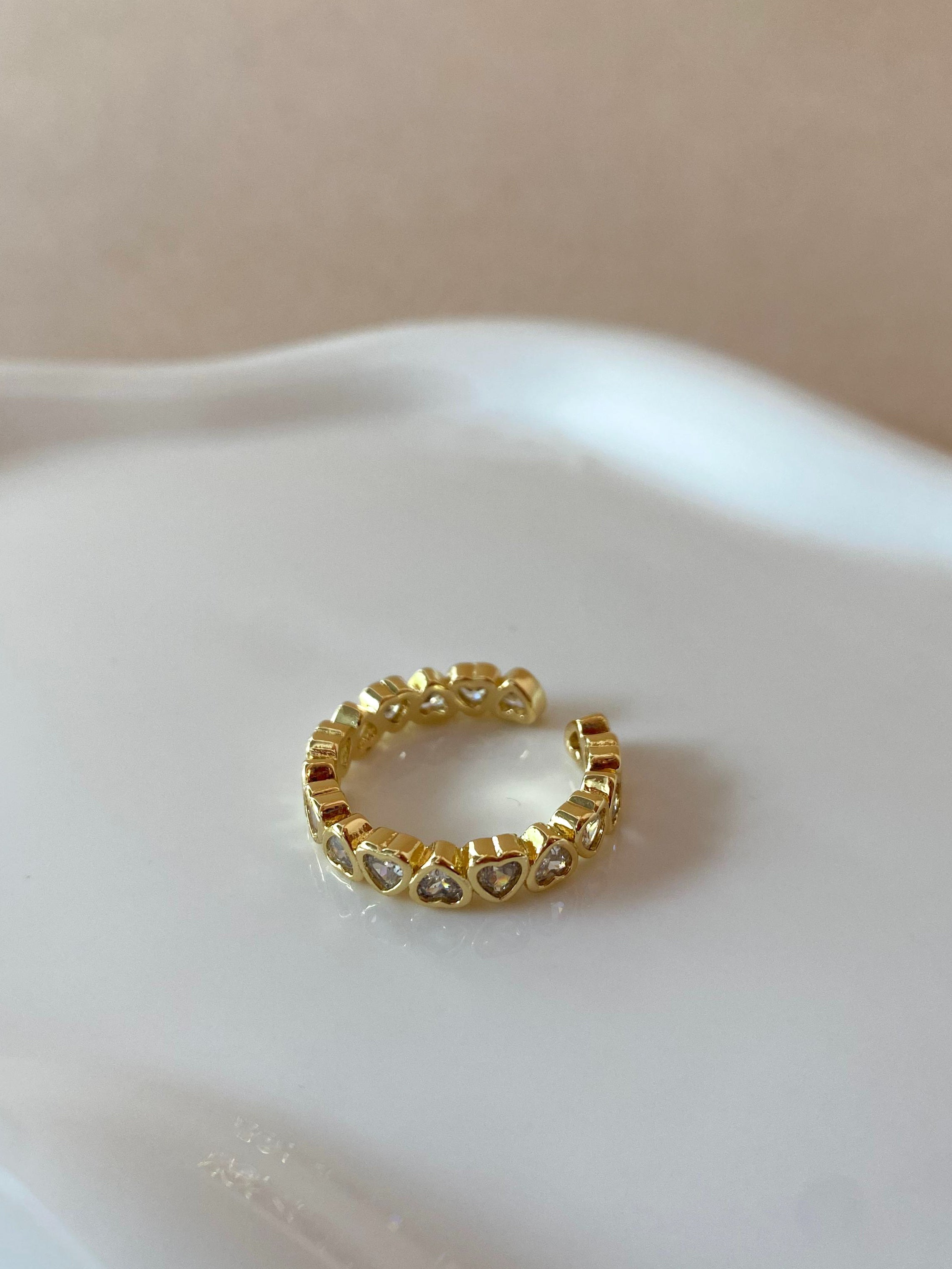 Little Clear Hearts Pattern Crystal Ring