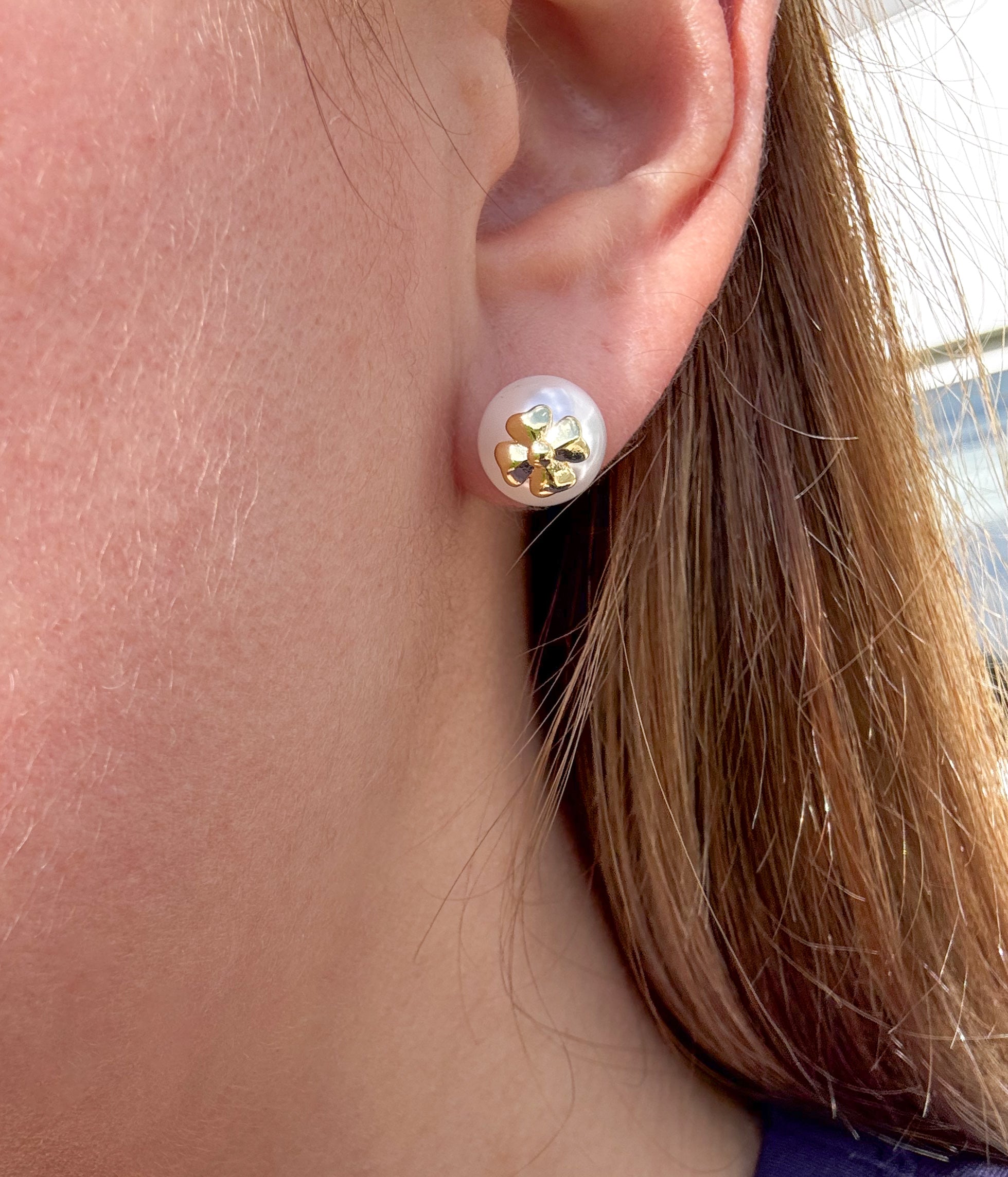 Golden Clover Pearls Earrings