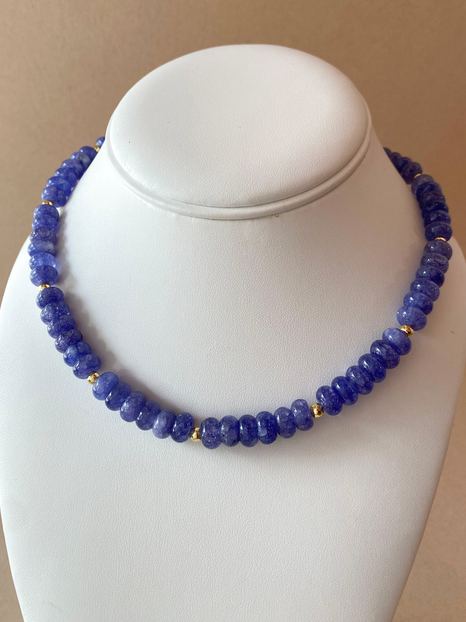 Dark Blue Morganita Beads Necklace