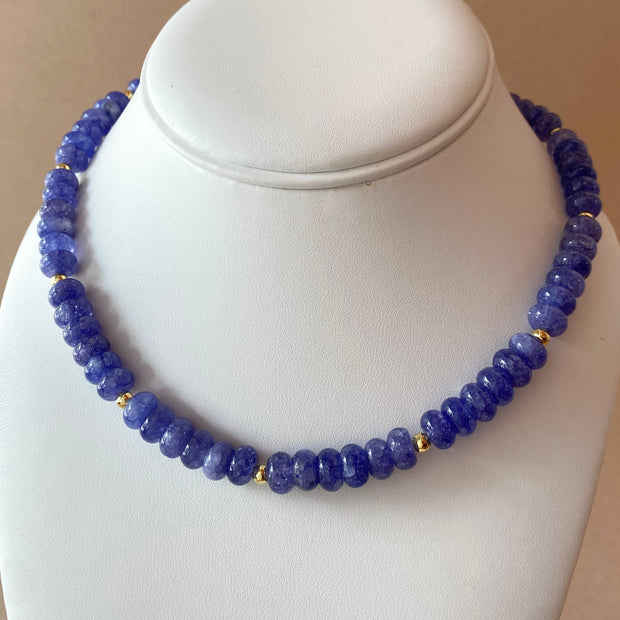 Dark Blue Morganita Beads Necklace