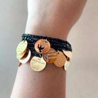 Our Father Prayer Charms Black Adjustable Bracelet