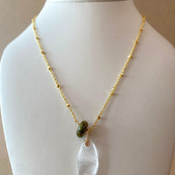 Clear Quartz Fish and Turkish Stone Necklace