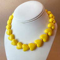Yellow Ceramic Hearts Pattern Necklace