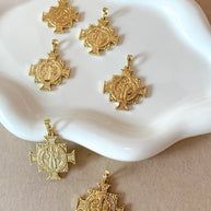 Big St Benedict Golden Cross Charm Medal