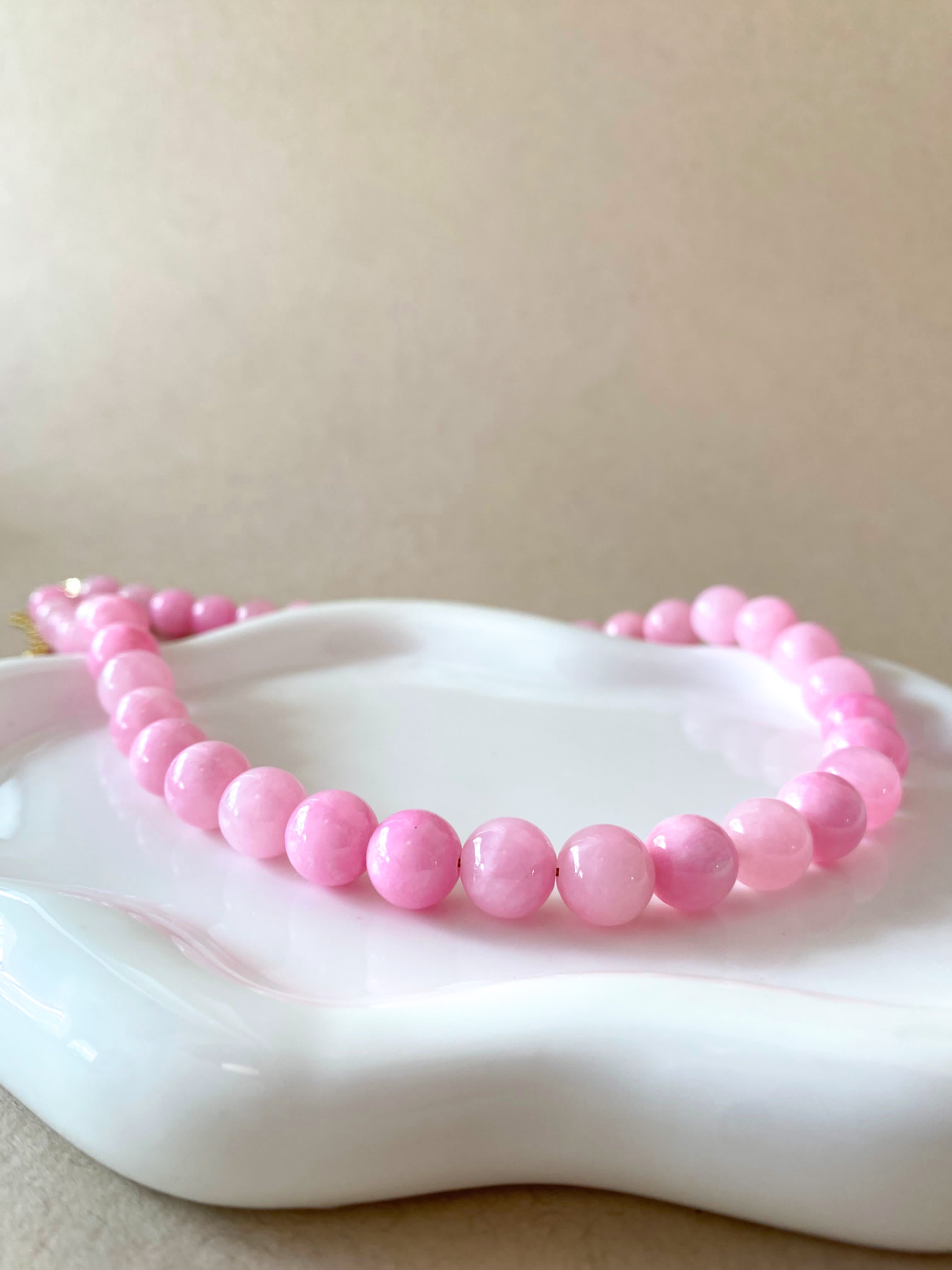 Pink Jade 10mm Necklace