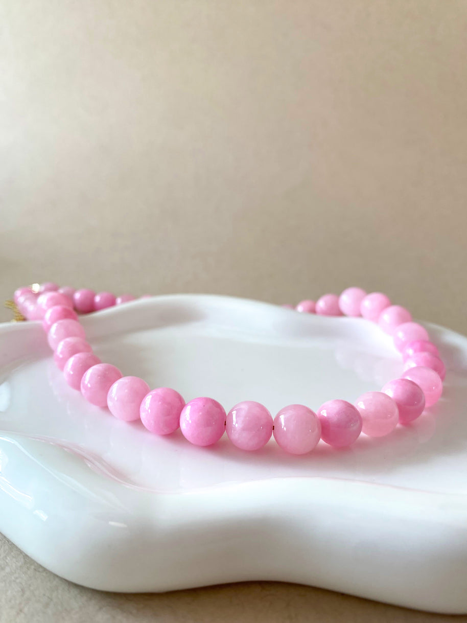 Pink Jade 10mm Necklace