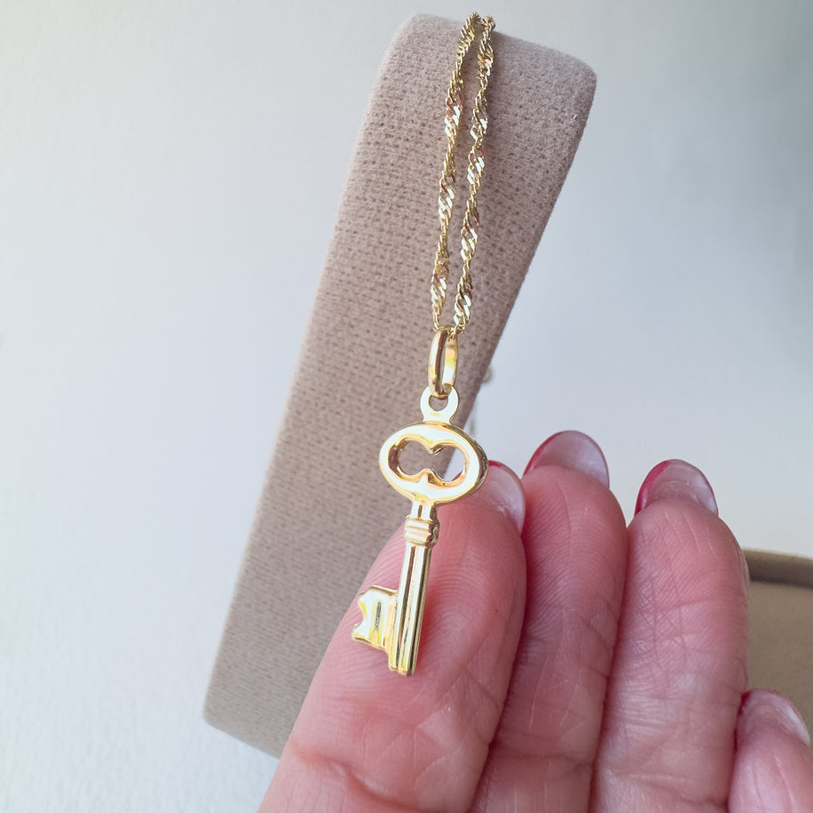 Golden Key 14k Solid Gold Charm