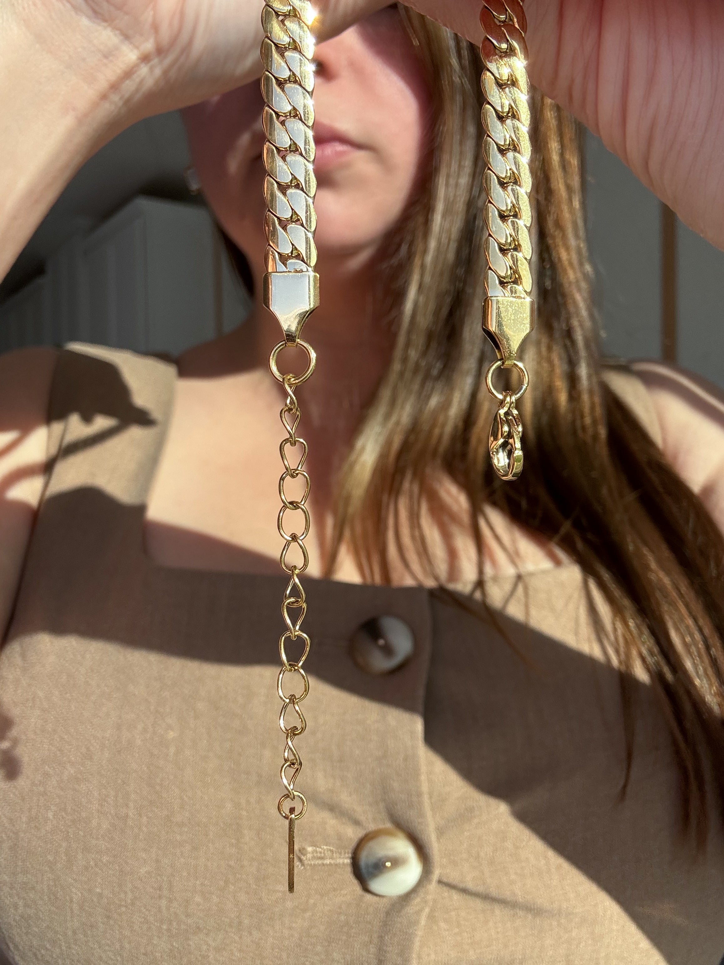 Golden Thick Mother Of Pearl Heart Necklace