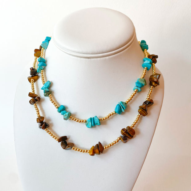 Turquoise & Tiger Eye Stones Beads Necklaces