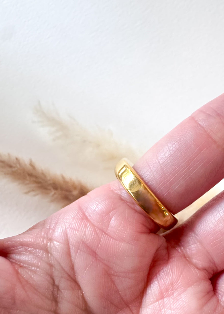 Golden Steel Cross Shape Ring