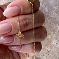 Flowers Chain 18K Solid Italian Gold Necklace
