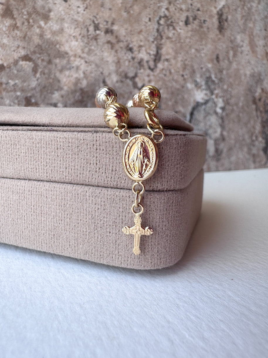 3 Gold Rosary Style 18k Gold Bracelet