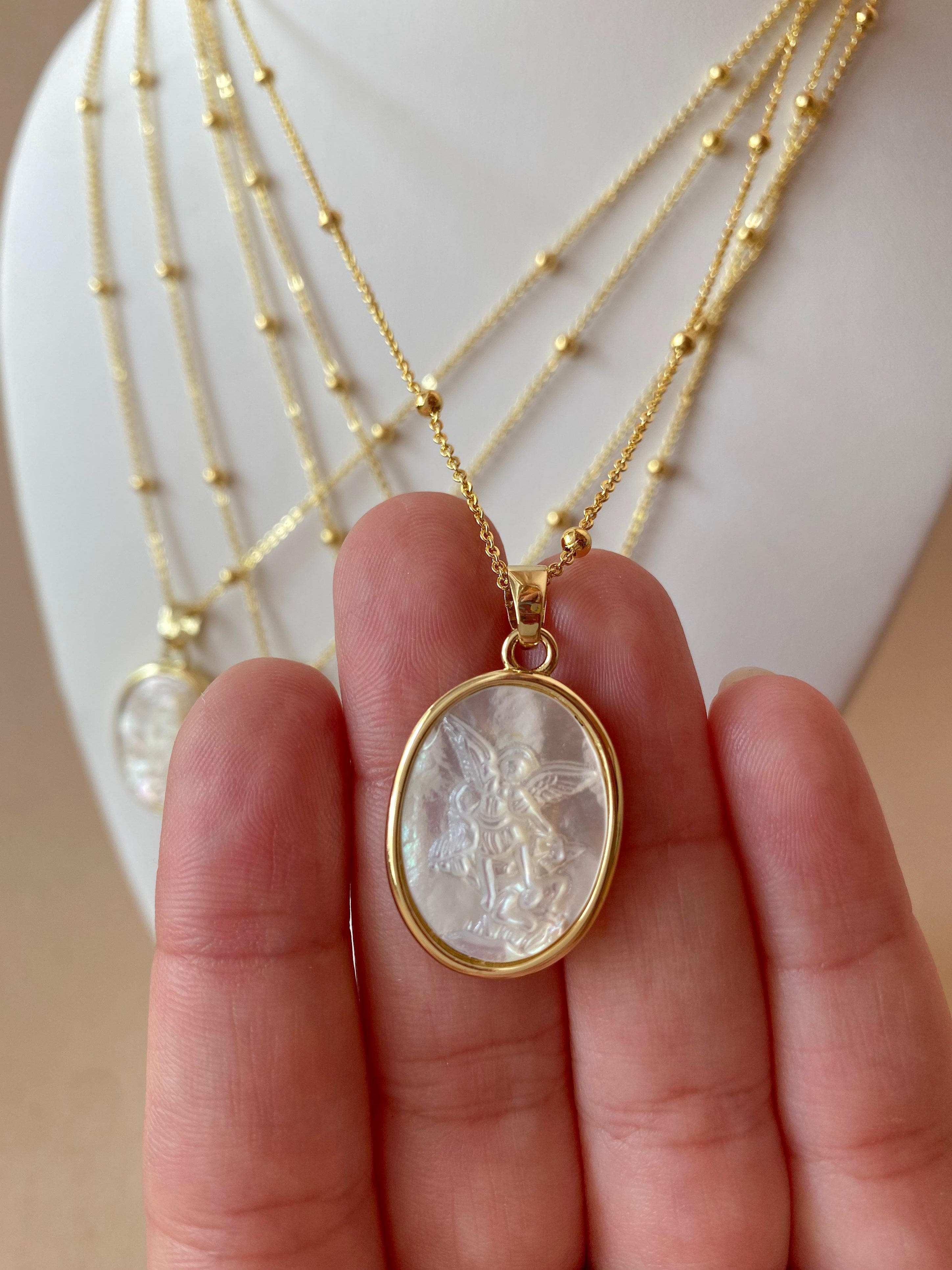 Mother of Pearl Oval Saint Medals
