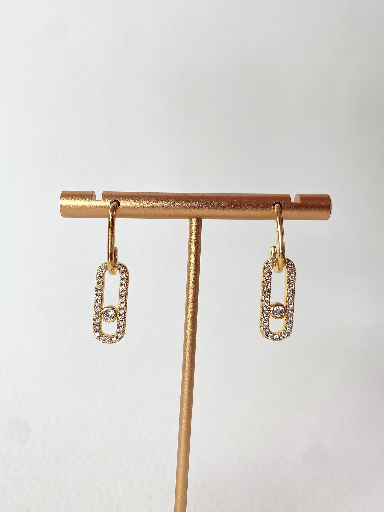 Large Zircons Golden Earrings