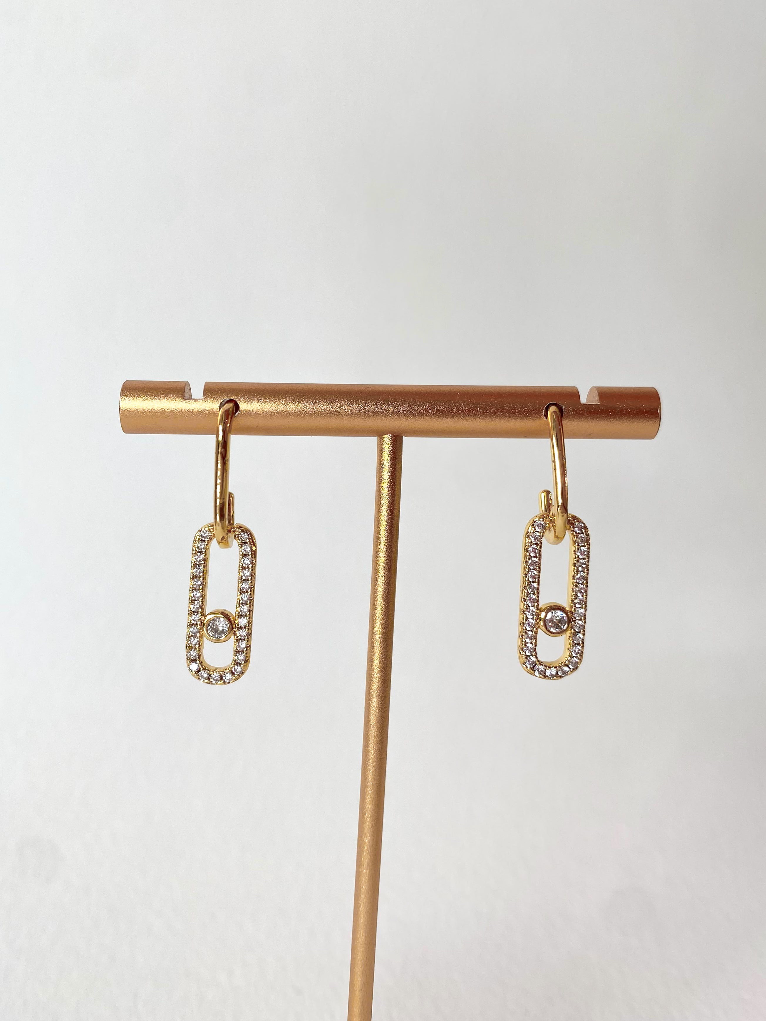 Large Zircons Golden Earrings