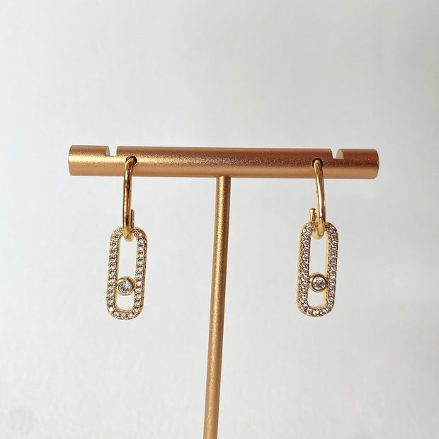 Large Zircons Golden Earrings