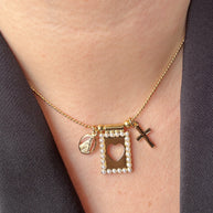Heart Scapular Virgin + Cross Necklace