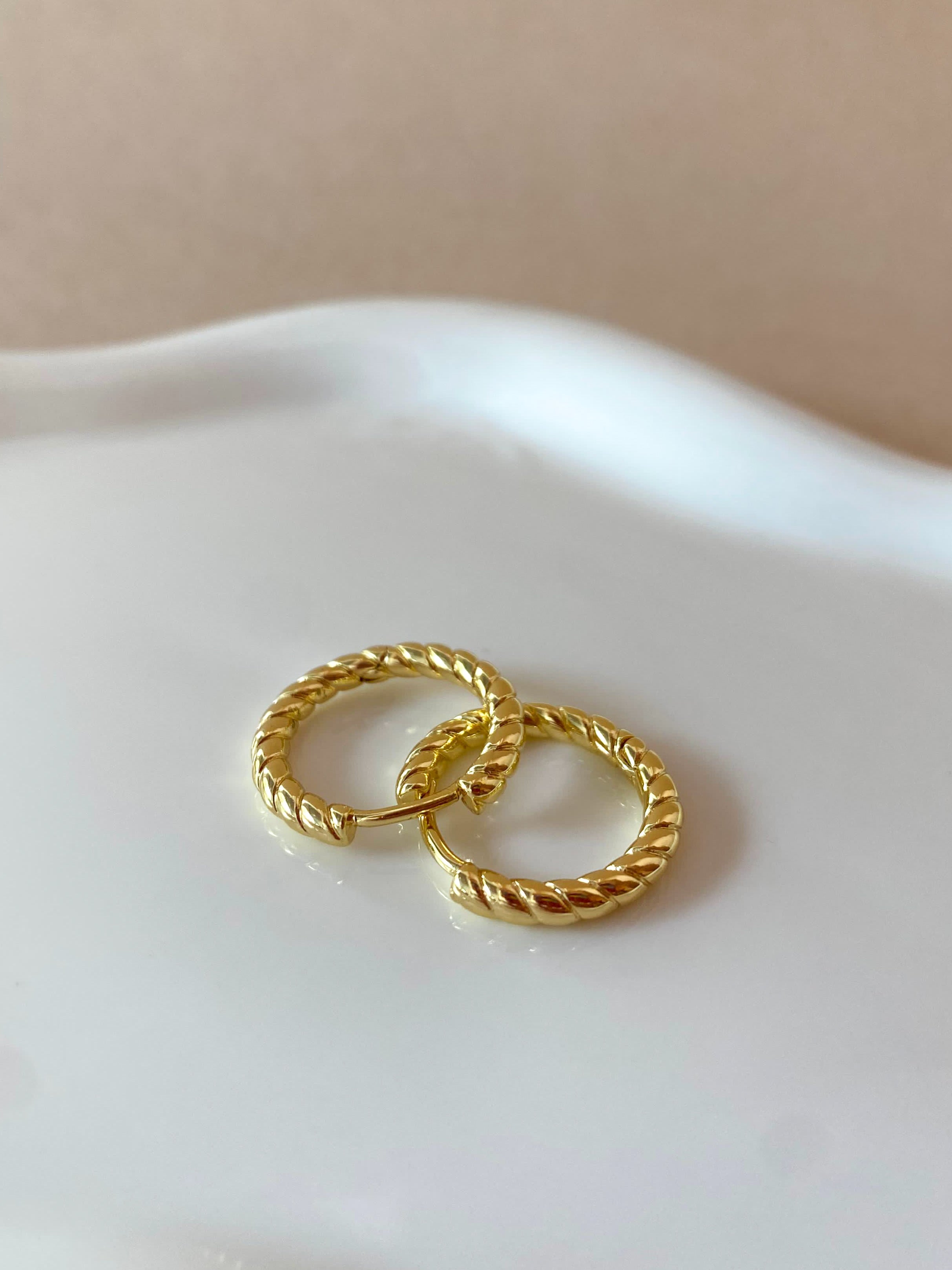 Golden Interlaced Shape Medium Hoops