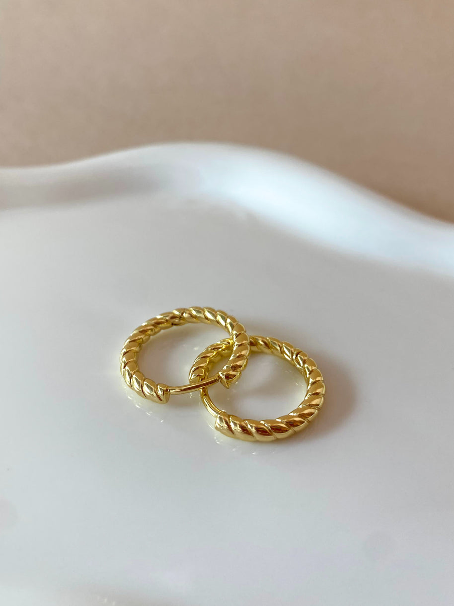 Golden Interlaced Shape Medium Hoops