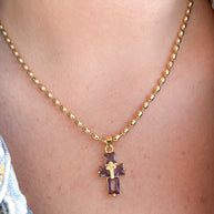 Cadena Cruz Cristal Morado
