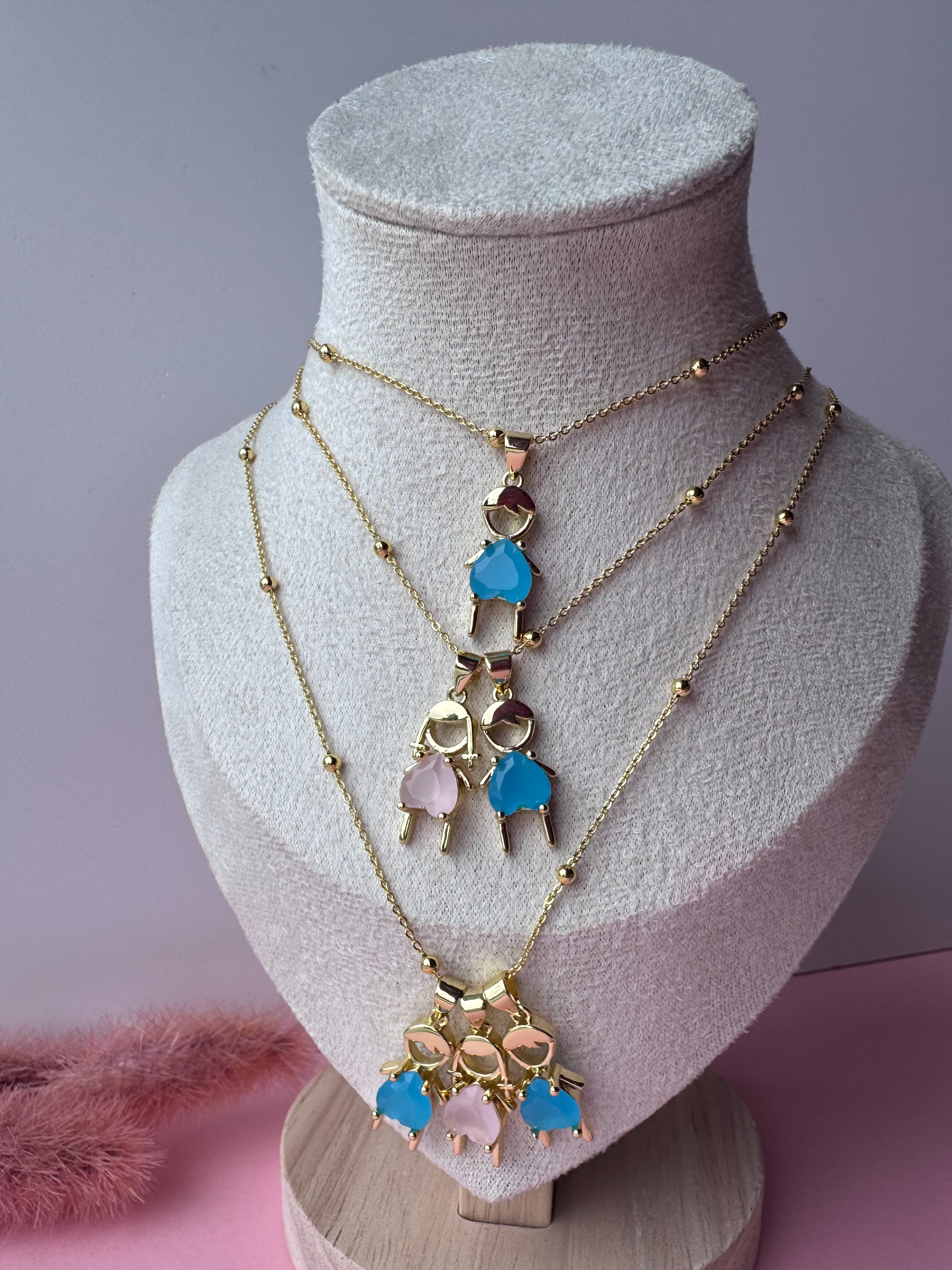Big Kids Pink & Blue Crystals Necklaces
