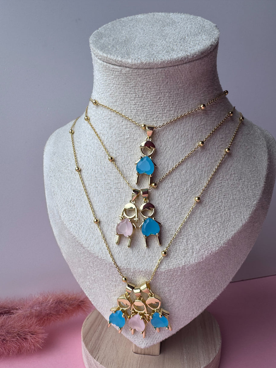 Big Kids Pink & Blue Crystals Necklaces