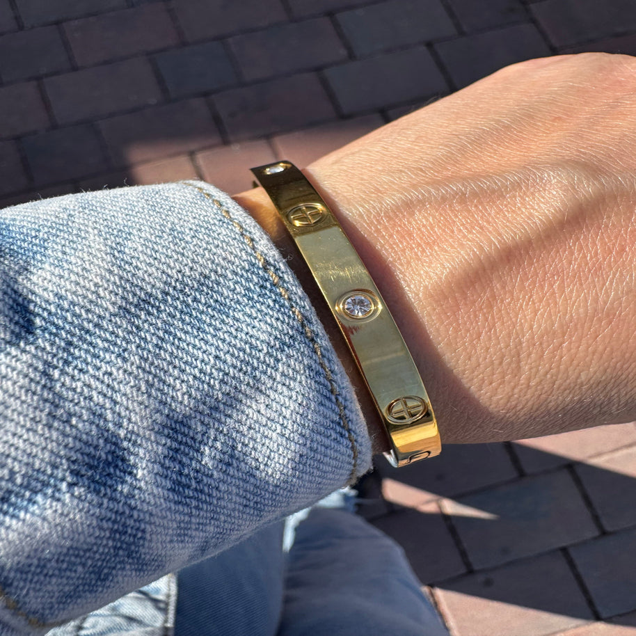 Golden Screw Bracelet + Zircon