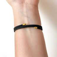 Adjustable Black Magnetic Cord Faith and Black Heart Crystal Bracelet/Necklace