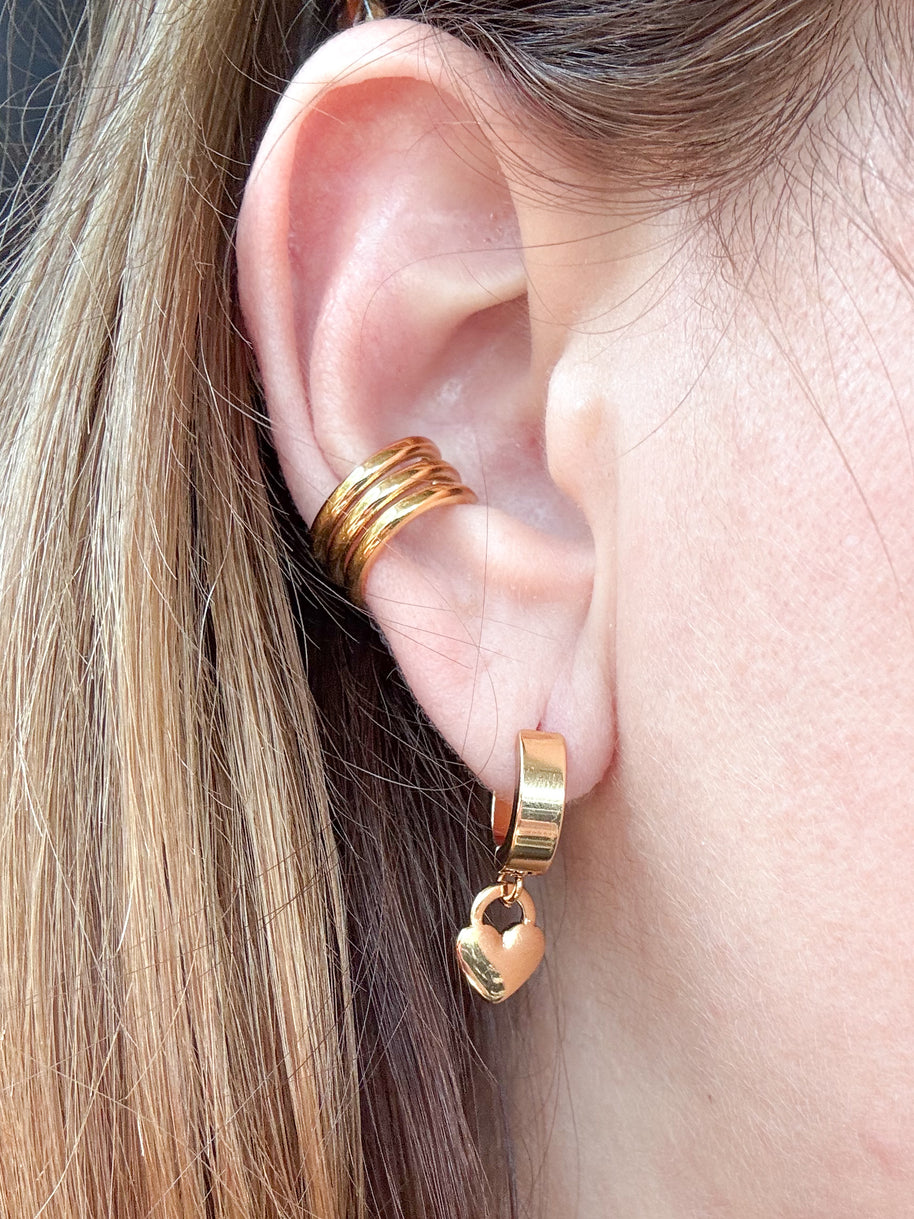 3 Lines Layer Golden Steel Ear Cuff