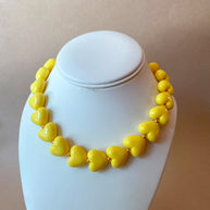 Yellow Ceramic Hearts Pattern Necklace