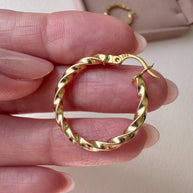 Spiral 14K Solid Gold Medium Hoops